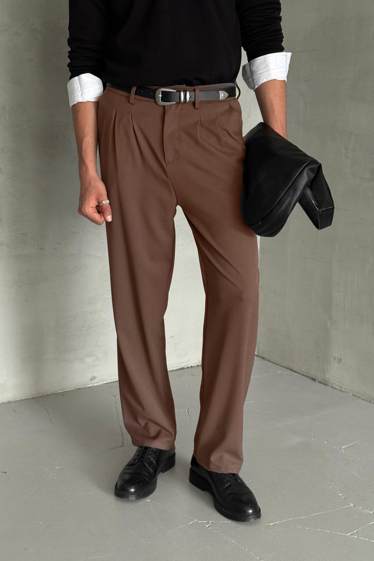 mens brown pleated dress pants Gucci Vintage Leather Genuine Fur Mini Dress Brown Gold